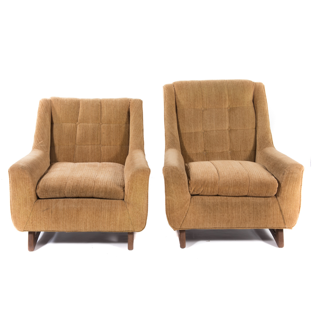 Appraisal: Pair Mid-Century modern upholstered armchairs pair of his and her