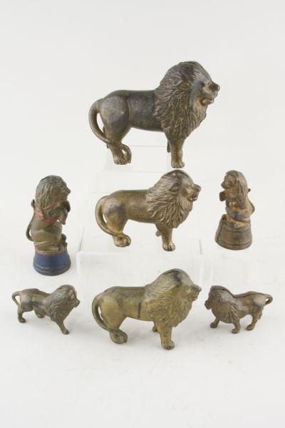 Appraisal: Cast Iron Lion Banks all with gold paint as follows