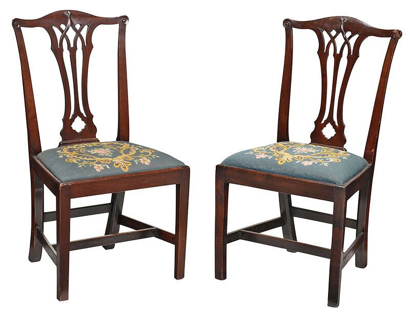 Appraisal: Pair George III Needlework Upholstered Side Chairs British late th