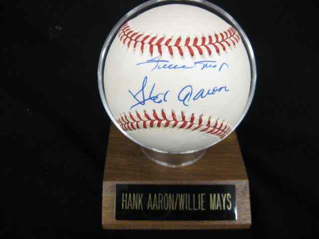 Appraisal: Hank Aaron Willie Mays Autographed Baseballwith certificate of authenticity