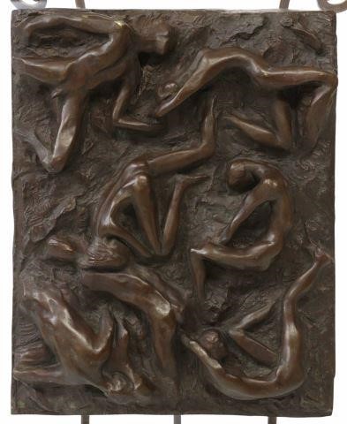 Appraisal: Patinated bronze sculpture Erotic Nudes signed J Kleyff numbered mounted