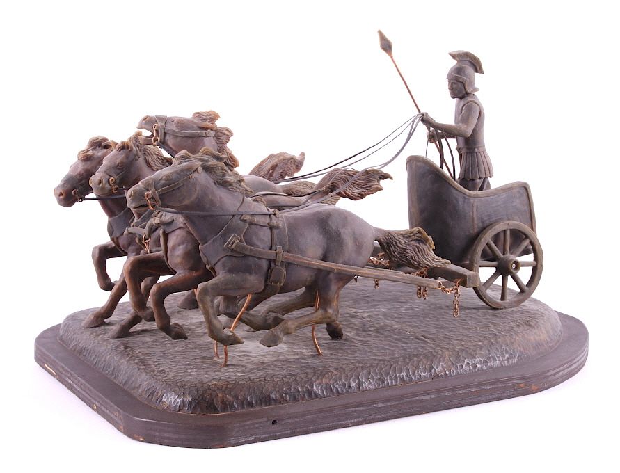 Appraisal: Roman Chariot Original Wax Sculpture This is an original G