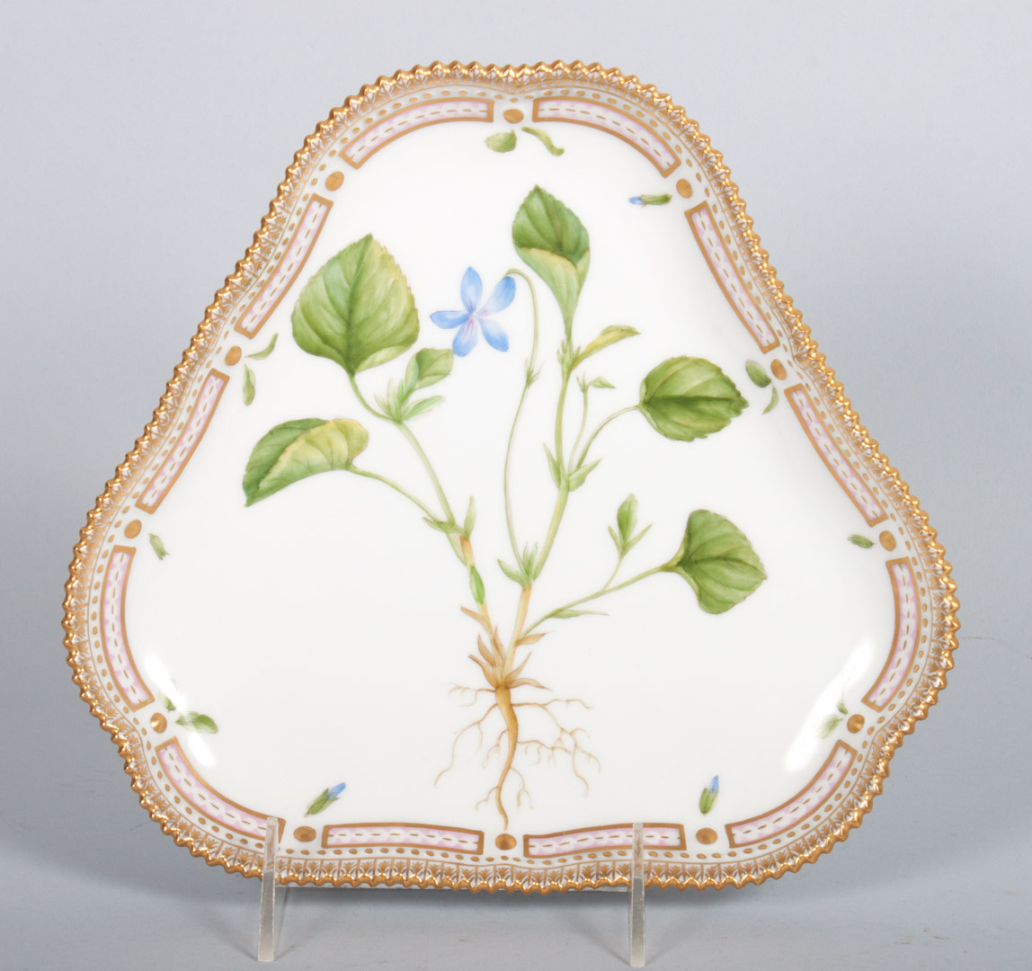 Appraisal: Royal Copenhagen Flora Danica serving dish triangular form porcelain serving