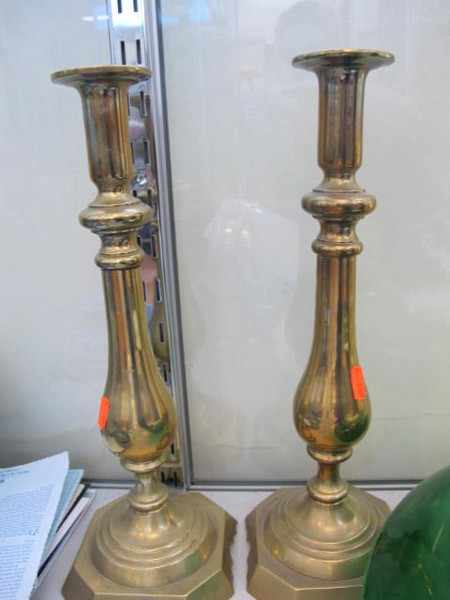 Appraisal: PAIR OF VICTORIAN BRASS CANDLE STICKS