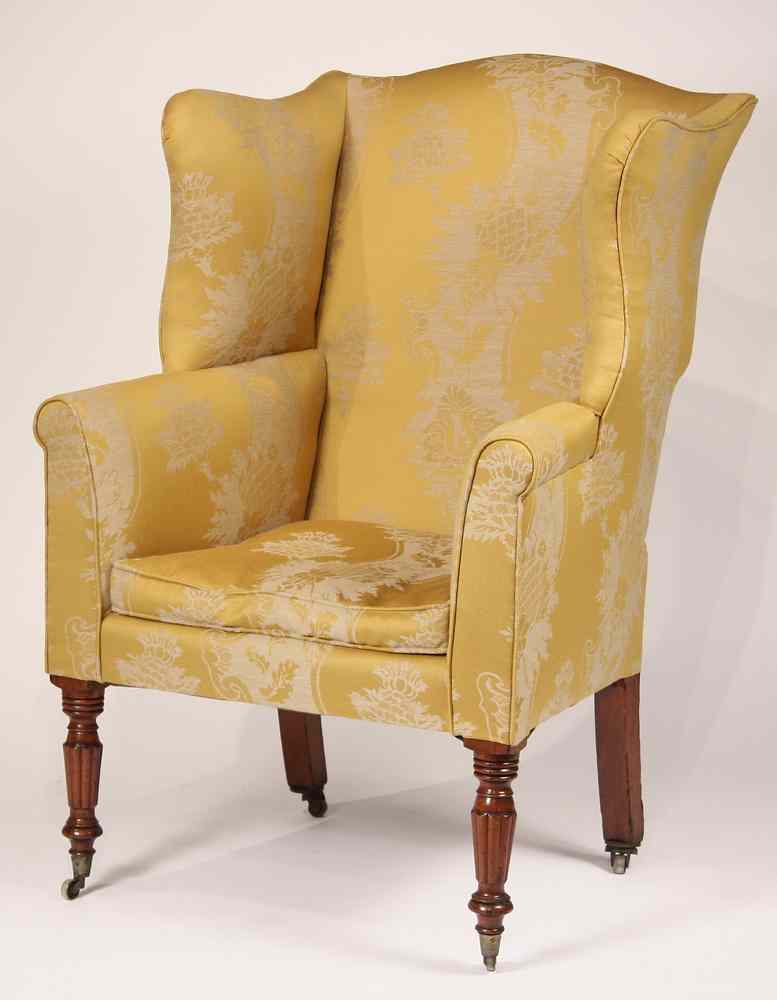 Appraisal: FEDERAL PERIOD WINGCHAIR - Sheraton Style Wingchair circa having mahogany