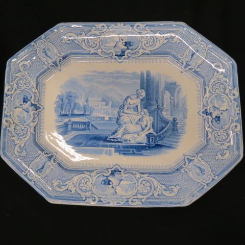 Appraisal: Clements English Ironstone Platter classical scene blue and white circa