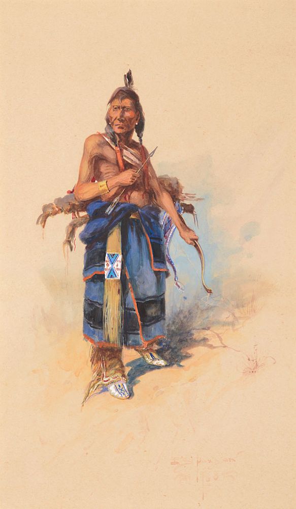 Appraisal: Edgar S Paxson - The Arrow - Crow Warrior Hairy