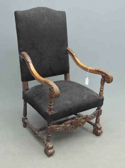 Appraisal: C 's carved armchair '' Seat Ht '' Overall Ht