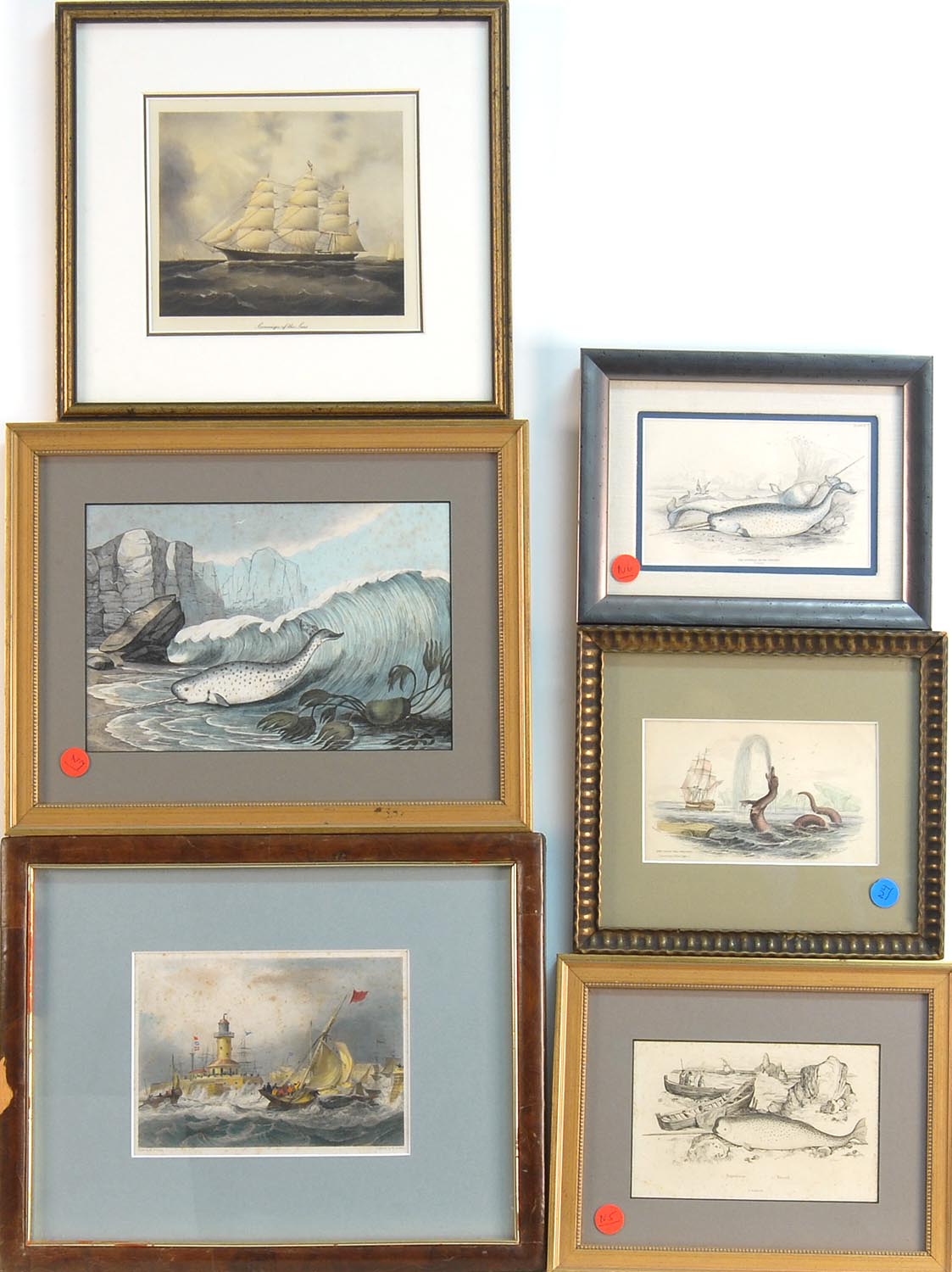 Appraisal: SIX FRAMED PRINTS th Early th CenturyAll depicting maritime scenes