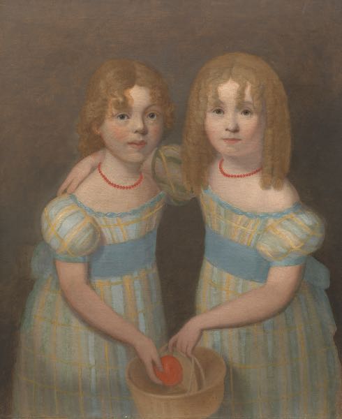 Appraisal: AMERICAN SCHOOL TH CENTURY x Sisters wearing coral necklaces ca