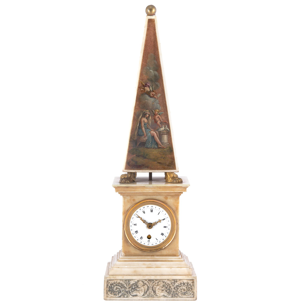 Appraisal: Late Louis XVI Gilt-Bronze Mounted Painted Mantel Clock Late th