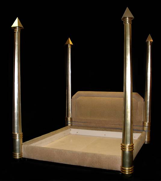 Appraisal: A custom made silvered wood four-poster bed late 's with