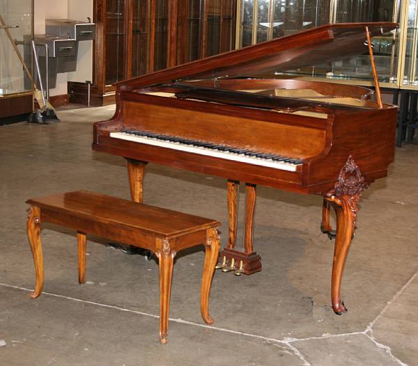 Appraisal: A Rococo style mahogany piano Kimball mid th century height