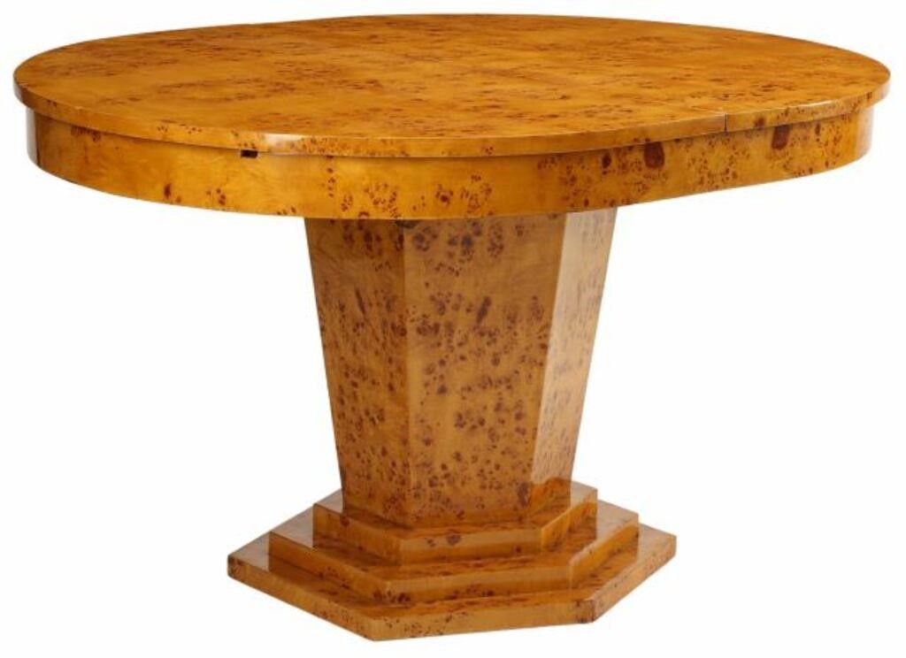 Appraisal: Biedermeier style oval pedestal table with built-in leaf top only