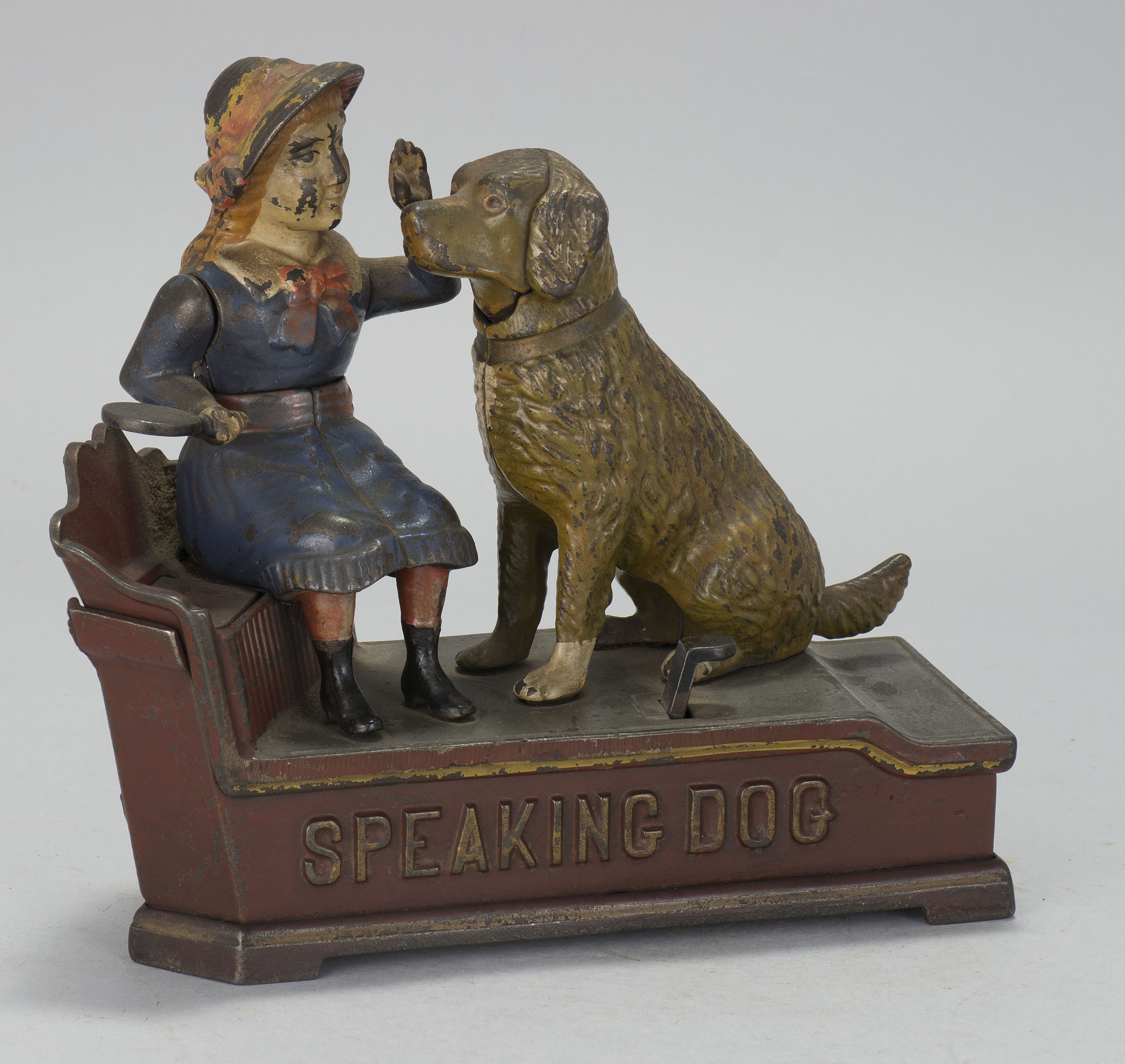 Appraisal: SPEAKING DOG CAST IRON MECHANICAL BANK Patented By J E