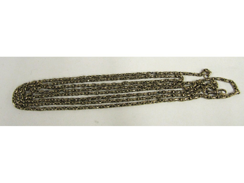 Appraisal: Yellow metal fancy link guard chain Approximately inches