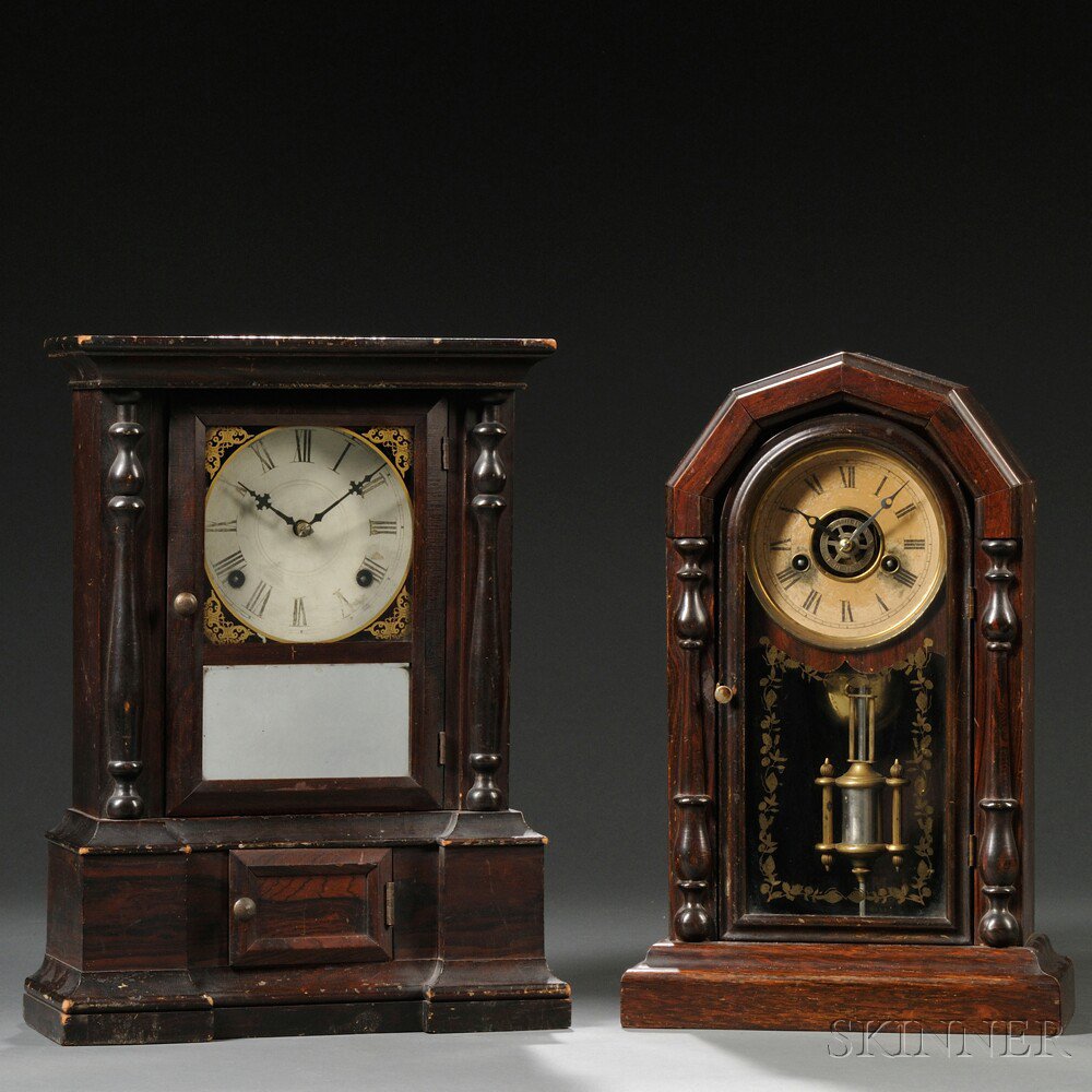 Appraisal: Atkins London and Another Rosewood Shelf Clock Connecticut Atkins with