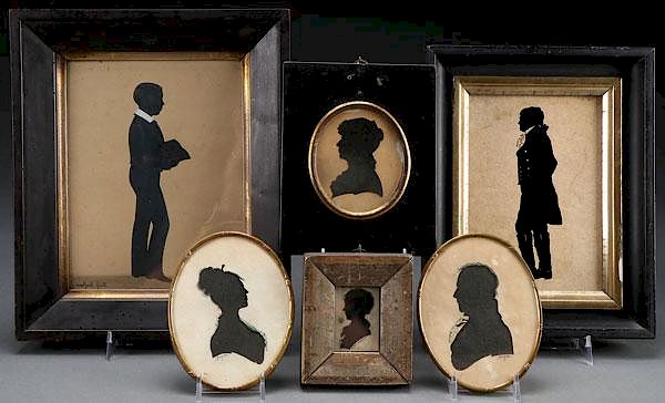 Appraisal: A GROUP OF AMERICAN AND BRITISH SILHOUETTES A GROUP OF