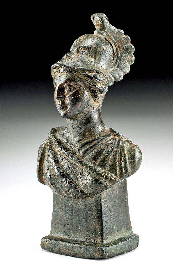 Appraisal: Superb Roman Leaded Bronze Bust of Minerva Roman Imperial Period