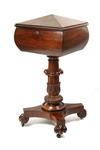 Appraisal: SEWING STAND - Classical period figured mahogany sewing box on