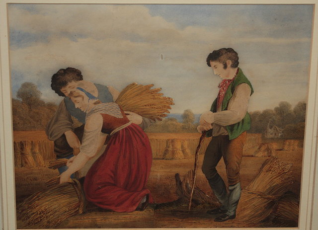 Appraisal: TH CENTURY ENGLISH SCHOOLFigures harvesting in a field watercolour with