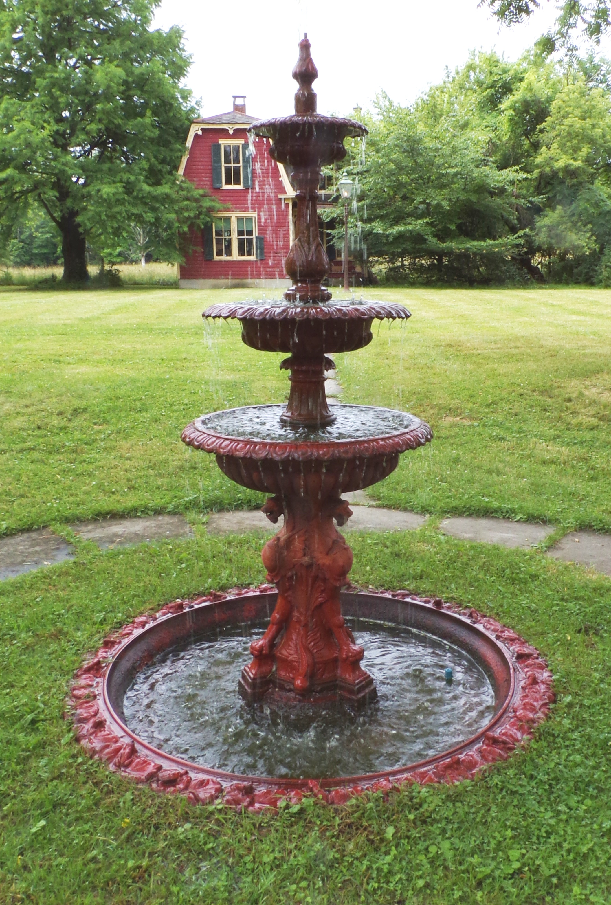 Appraisal: Cast iron water fountain three-tier bottom of base ornamented ''