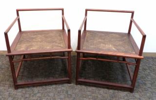 Appraisal: Pair Of Huanghuali Buddhist Chairs Pair Of Huanghuali Buddhist Chairs