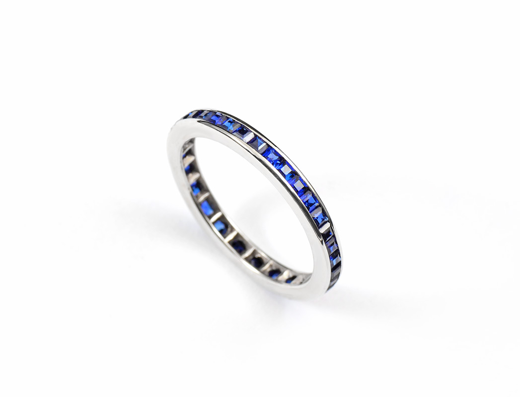 Appraisal: SAPPHIRE ETERNITY BAND RING K white gold ring set with