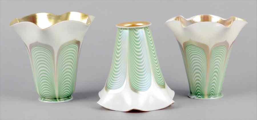 Appraisal: SET OF THREE FAVRILLE GLASS SHADES Unsigned '' x ''