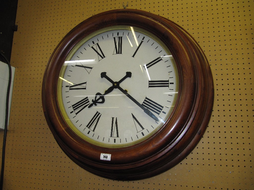 Appraisal: Large circular oak cased pub clock