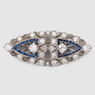 Appraisal: TIFFANY CO Platinum Diamond and Sapphire Dress Clips TIFFANY CO