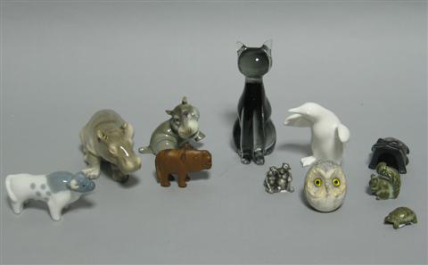 Appraisal: GROUP OF ELEVEN ANIMAL FIGURINES Comprising a Murano model of