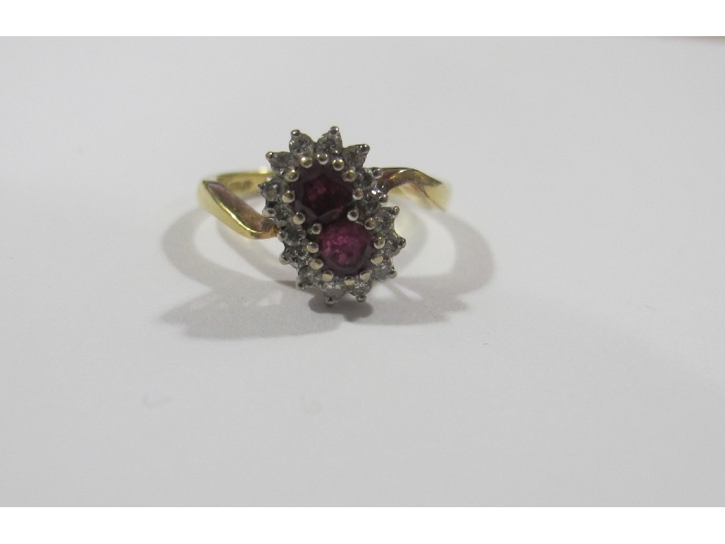 Appraisal: An ct gold ruby and diamond cluster ring