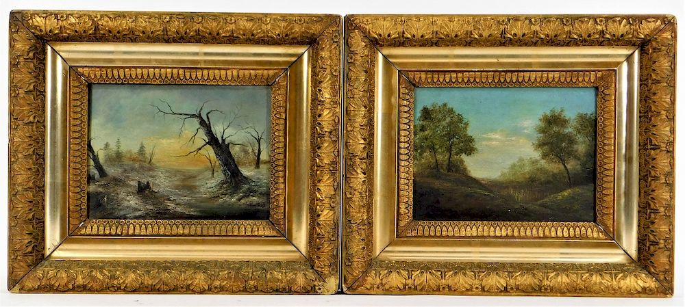 Appraisal: PR C American Miniature Landscape Paintings United States th Century