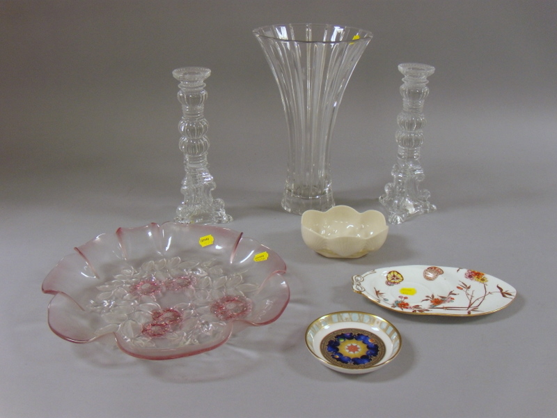 Appraisal: Seven Assorted Glass and Ceramic Articles a Waterford Marquis vase