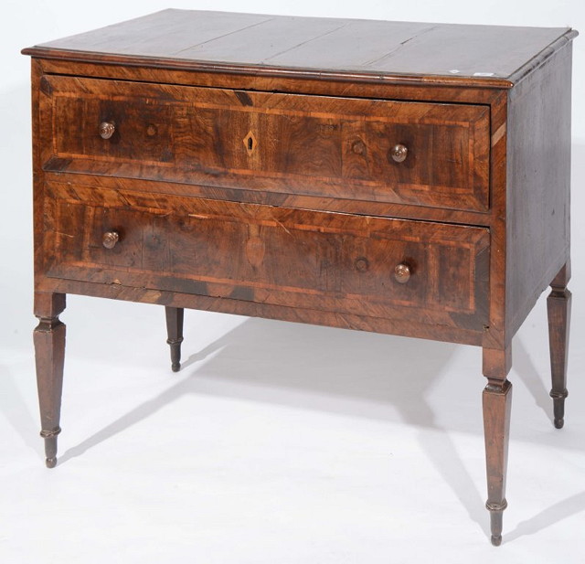 Appraisal: AN ITALIAN TH CENTURY STRAIGHT FRONT WALNUT COMMODE with two