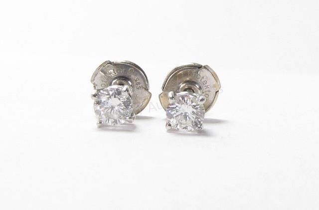 Appraisal: A pair of K white gold mounted diamond stud earrings