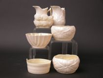 Appraisal: Assorted Belleek Lusterware Eight items of Belleek include two condiment