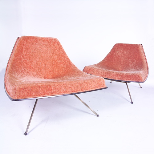 Appraisal: A J DONAHUE Canada Pair of Coconut-style lounge chairs with