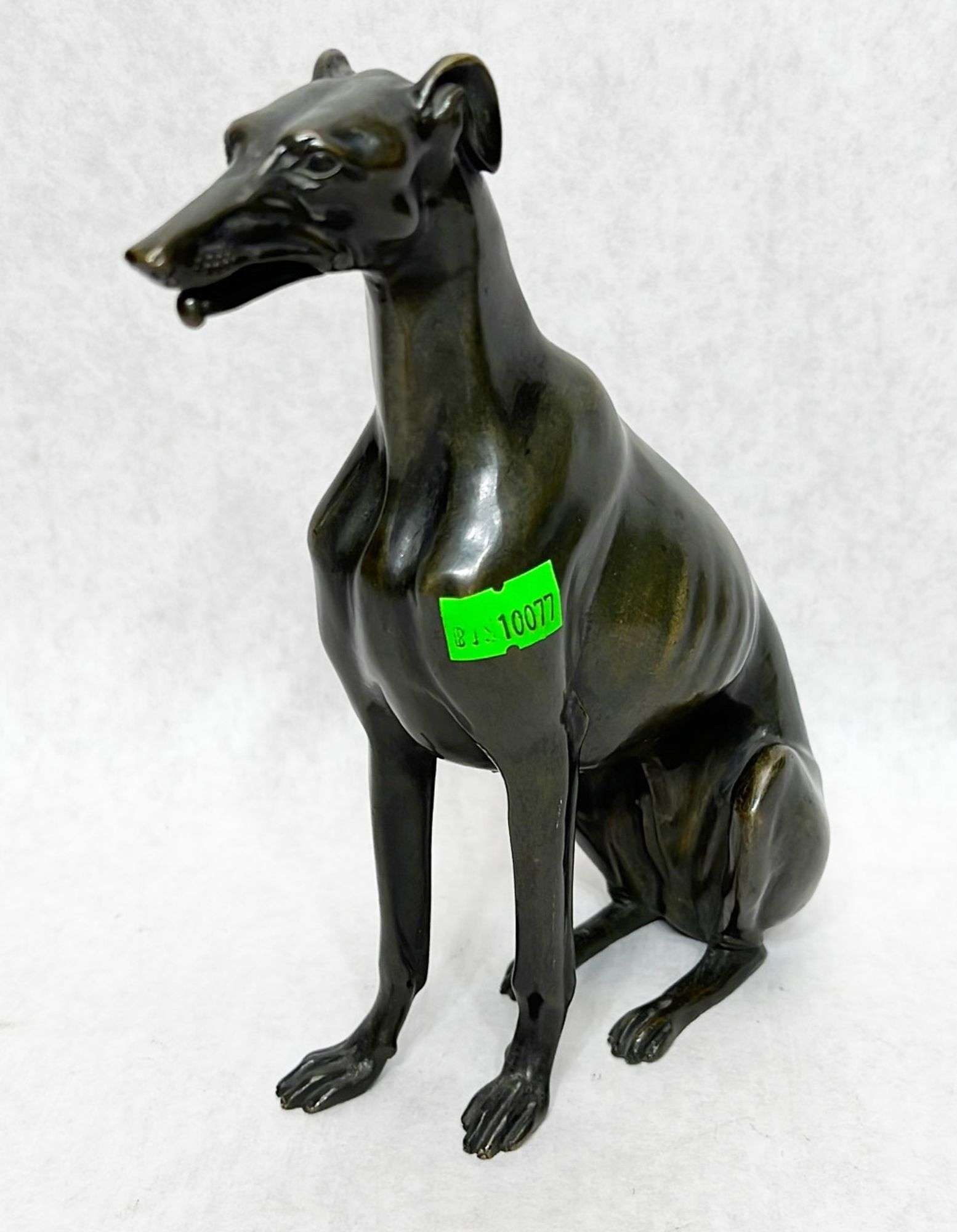 Appraisal: Bronze whippet dog sculpture thC Stands in height