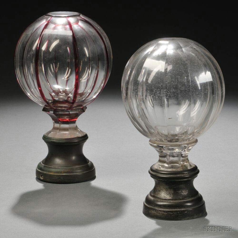 Appraisal: Two French Glass Newell Posts last quarter th century each