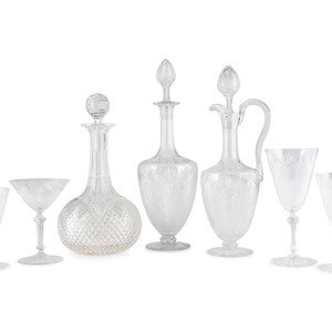 Appraisal: A Collection of Diamond Cut Glass Stemware th Century comprising