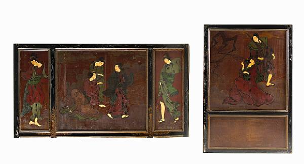 Appraisal: Two European japanned lacquer panels Late th Early th century