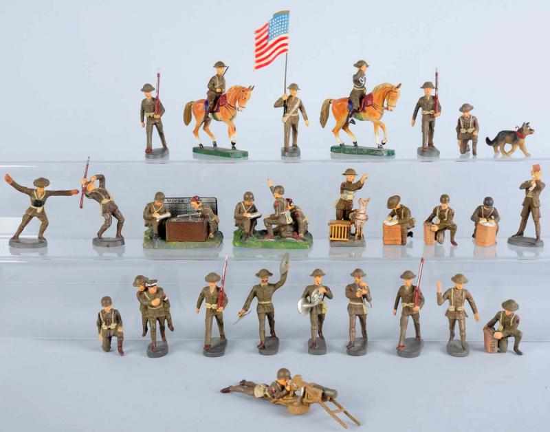 Appraisal: Elastolin cm US Soldiers Post-War Lot Includes various US soldiers