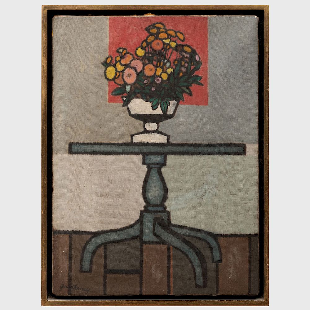 Appraisal: Robert Gwathmey - Vase of Flowers on a Table Oil