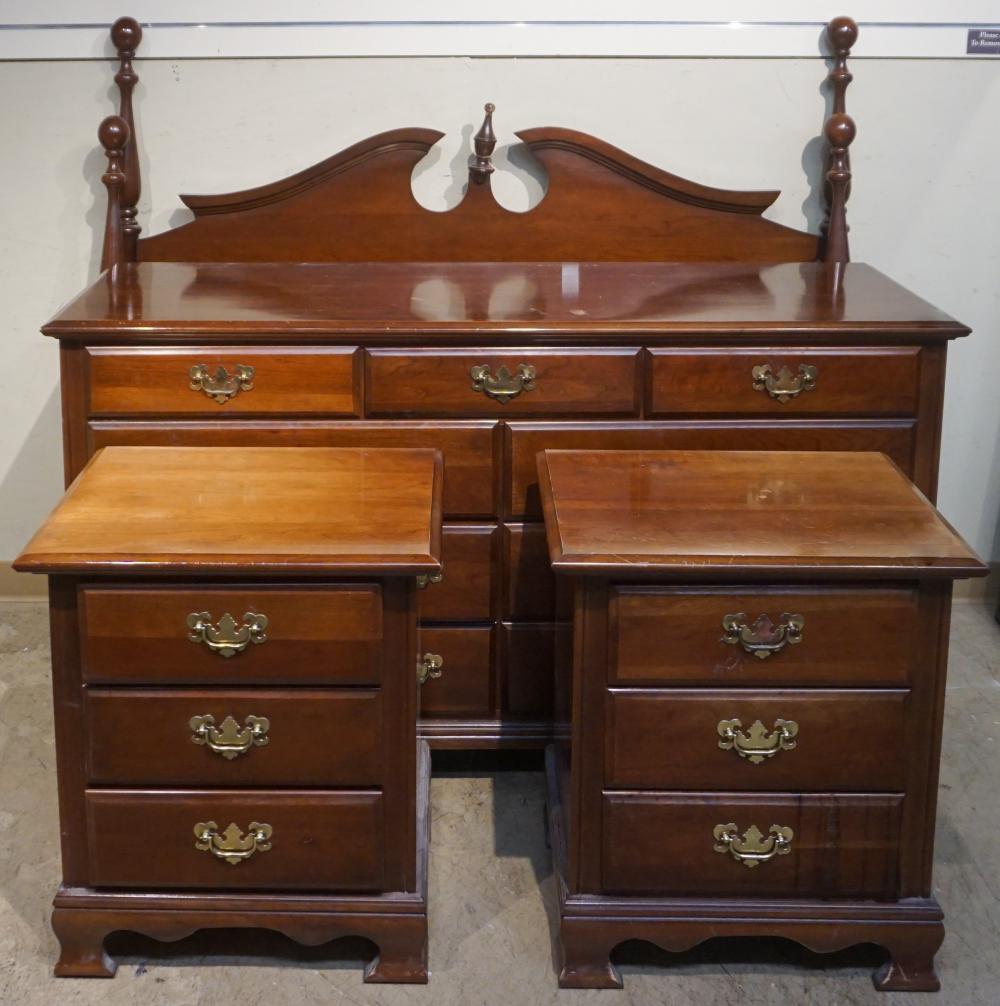 Appraisal: Chippendale Style Cherry Chest of Drawers Double Dresser with Mirror