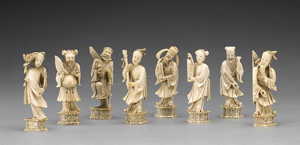 Appraisal: A tinted ivory set of the 'Eight Daoist Immortals' th