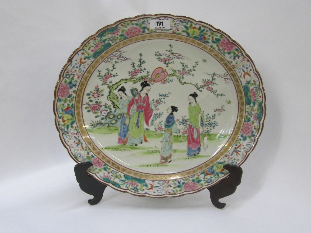 Appraisal: Japanese charger depicting ladies in a garden