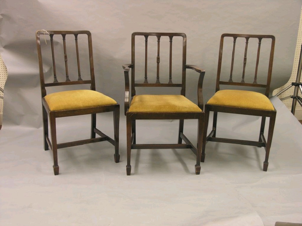 Appraisal: A set of seven Sheraton-style mahogany dining chairs including one