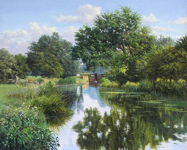 Appraisal: Graham Petley British born A quiet backwater River Chelmer signed